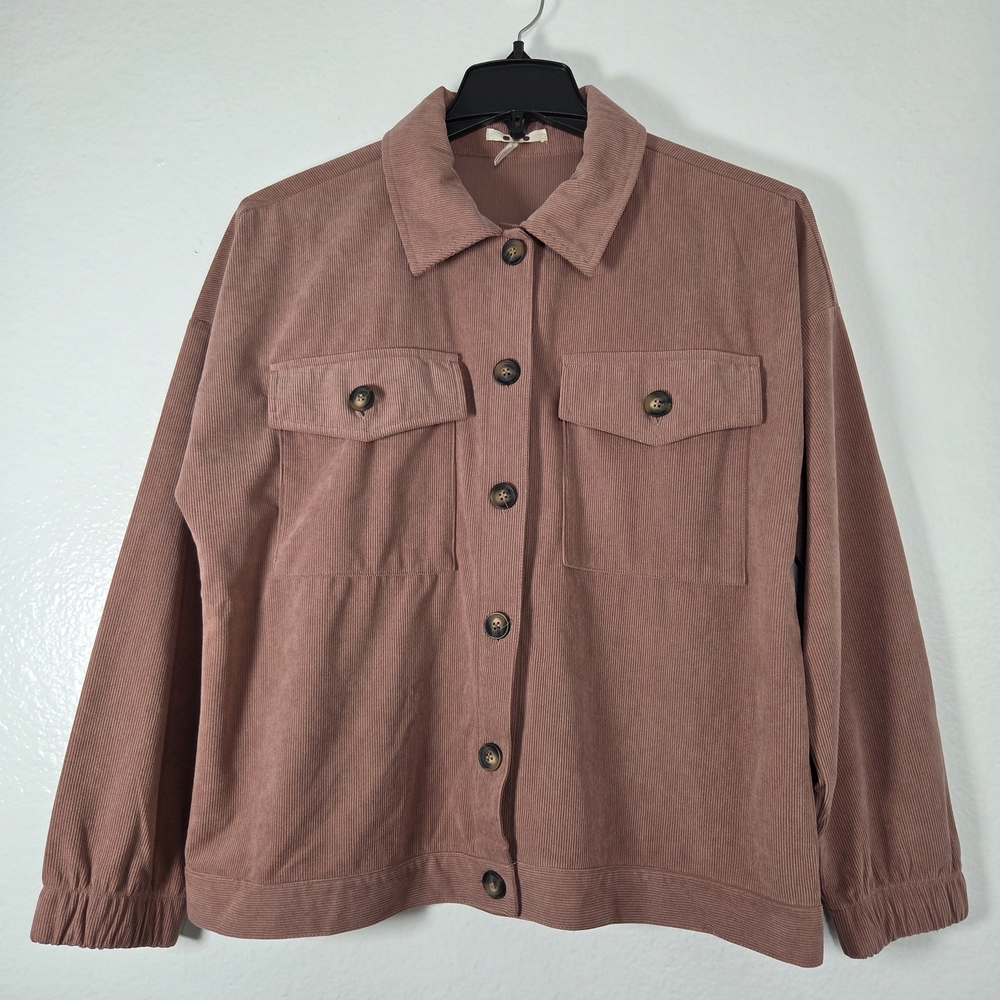 Three Dots Dusty Rose Corduroy Shacket Jacket Size M